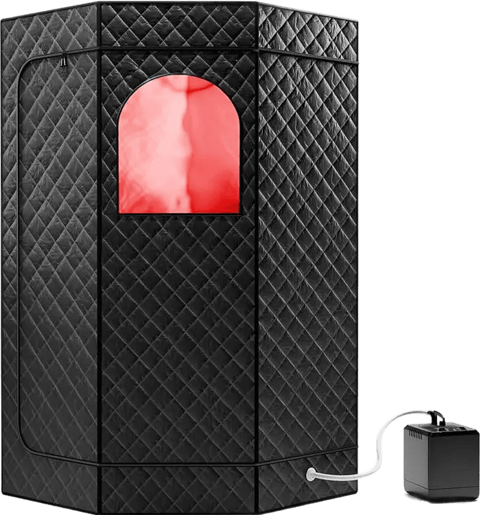 A portable personal steam sauna at The WOW Center, providing moist heat therapy for respiratory relief and detoxification in Missouri Valley.