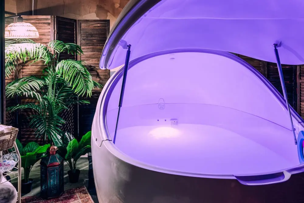 The Dream Pod magnesium salt float tank for sensory deprivation and deep muscle relaxation.