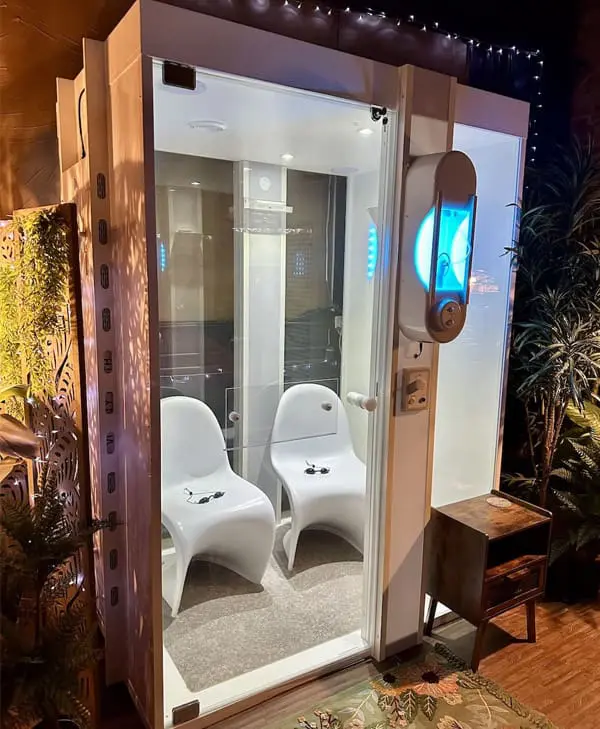The professional Salt Booth at The WOW Center, used for CBD-infused salt therapy and respiratory healing.